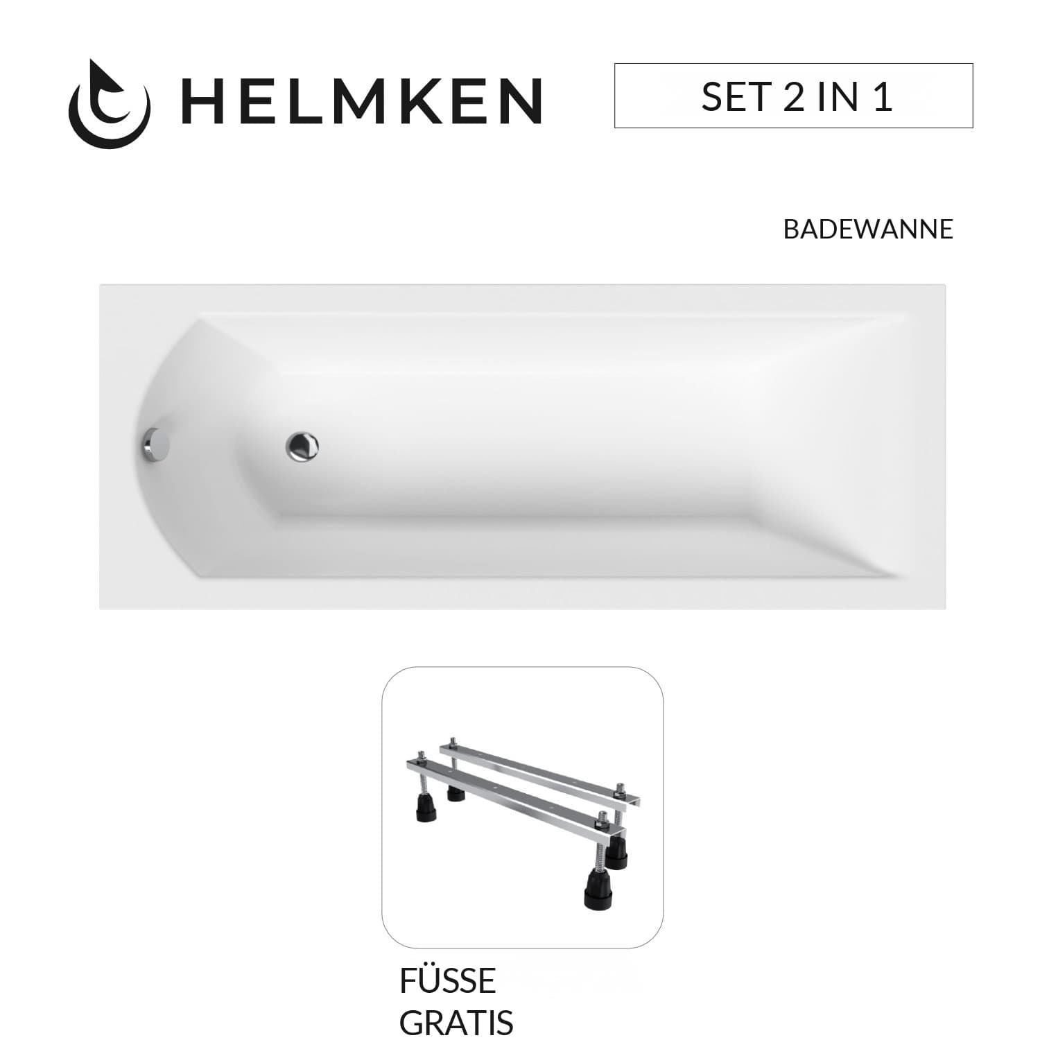 Acrylbadewanne Helmken Vespera 140 x 70 cm + Wannenfüße / 23098001