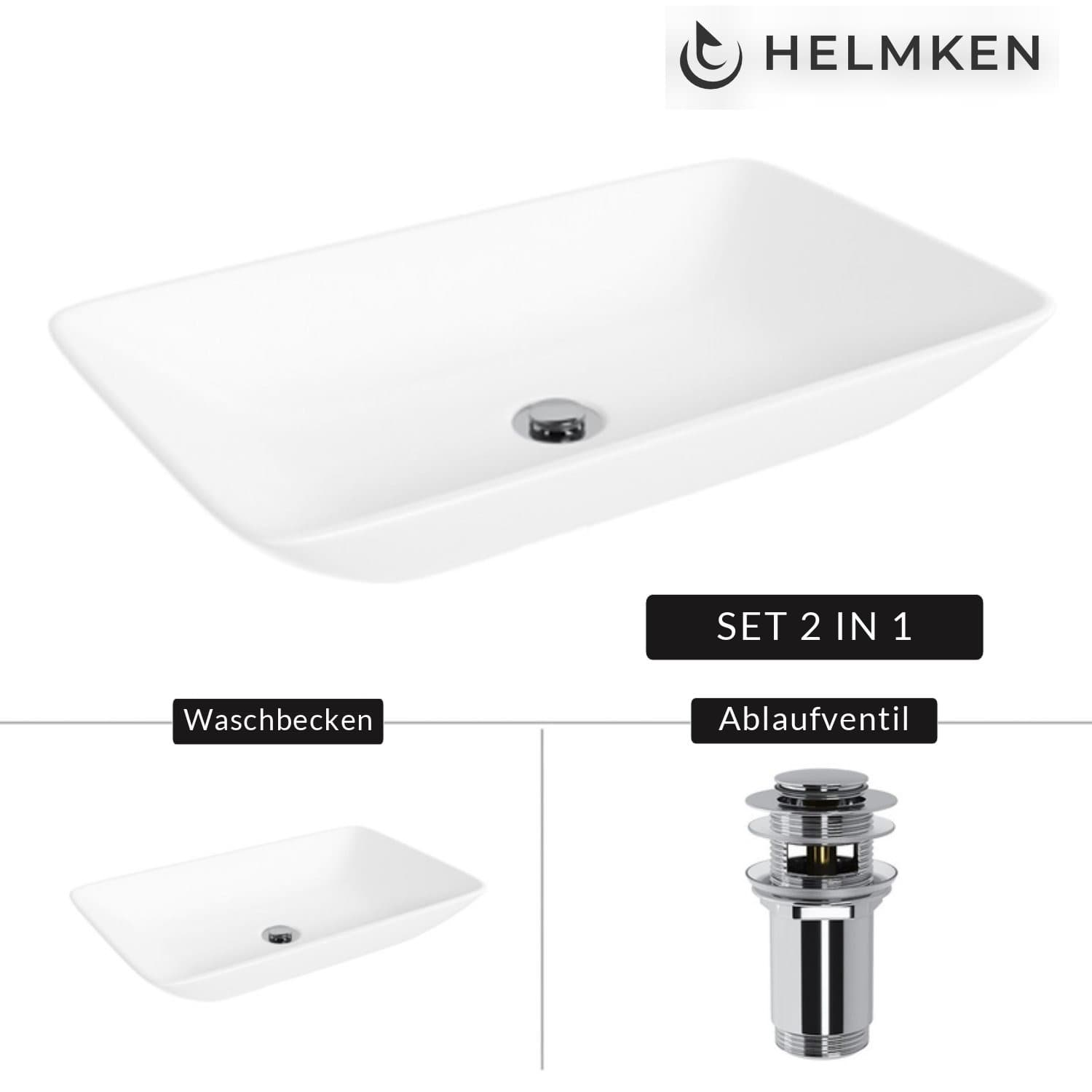 Aufsatzwaschbecken Helmken 54059000, 59 x 36 cm, Weiß + Click-Clack-Ventil Chrom