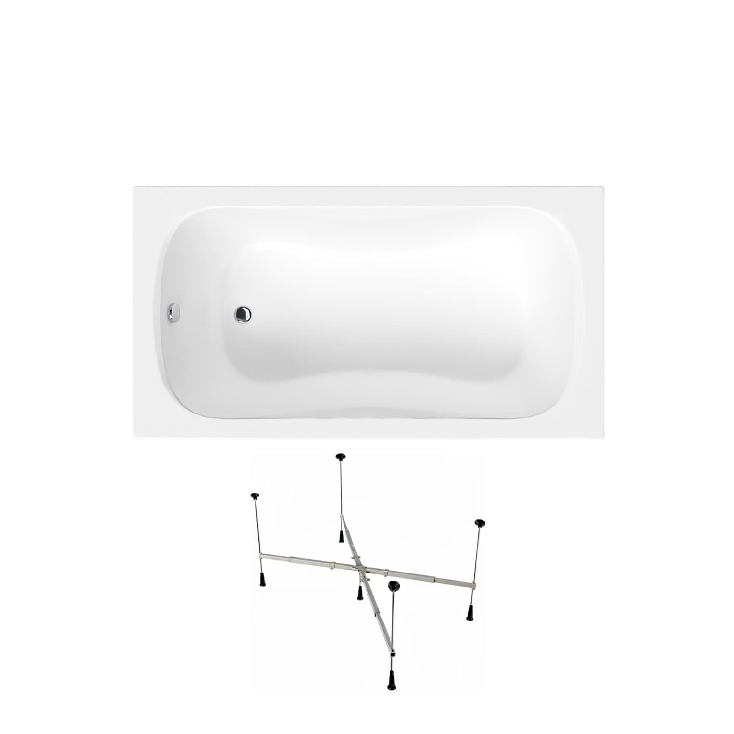 Acrylbadewanne Helmken Edelva 130 x 70 cm + universelles Wannengestell Helmken 21230020 / 23094001-2S