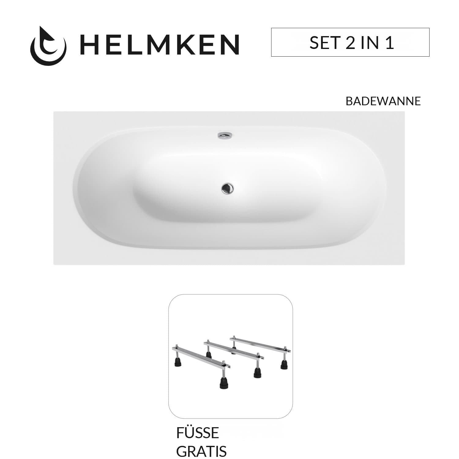 Acrylbadewanne Helmken Vienna 150 x 75 cm + Wannenfüße / 23099001