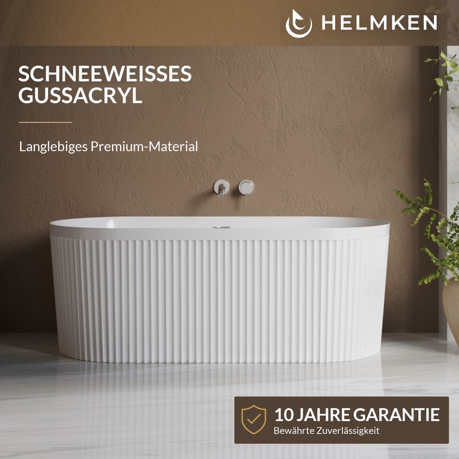 Freistehende Badewanne Helmken Aurelia 150 x 75 cm + Ab- und Überlaufgarnitur + Wannenfüße