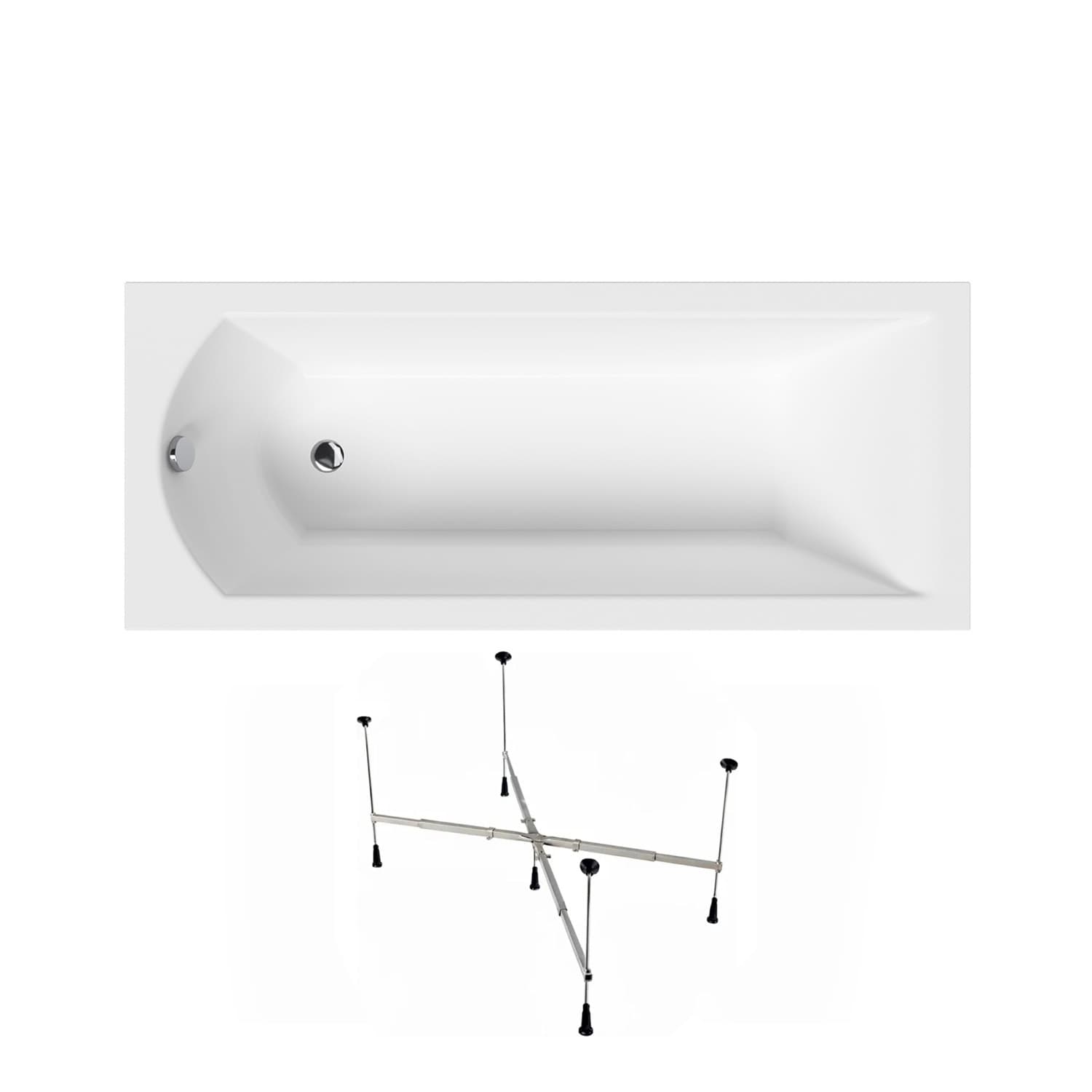 Acrylbadewanne Helmken Vespera 160 x 70 cm + universelles Wannengestell Helmken 21230020 / 23098003-2S