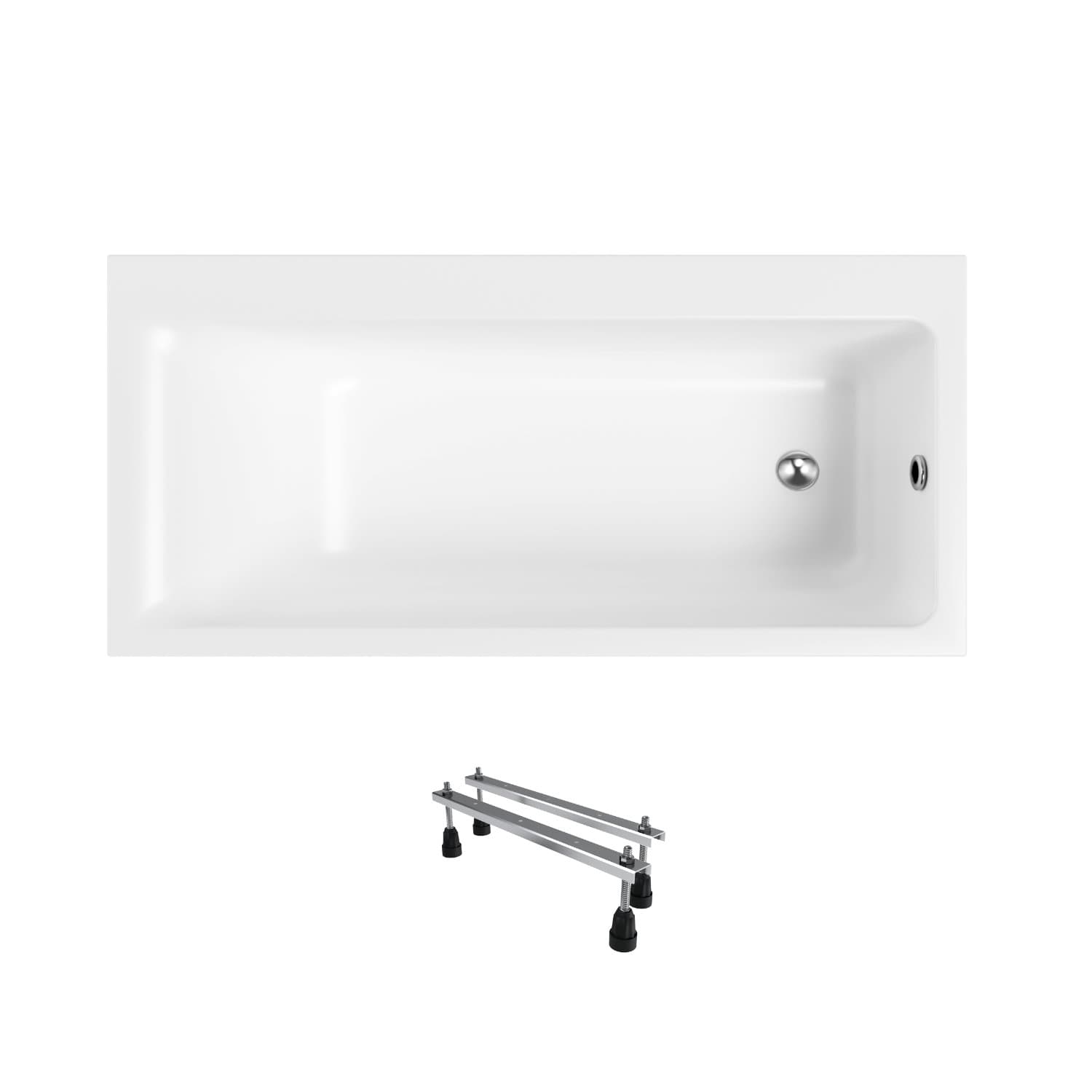 Acrylbadewanne Helmken Seraphina 160 x 80 cm, Ausführung rechts, aus gegossenem Acryl, mit verstärktem Wannenkörper + Wannenfüße / 3512160R
