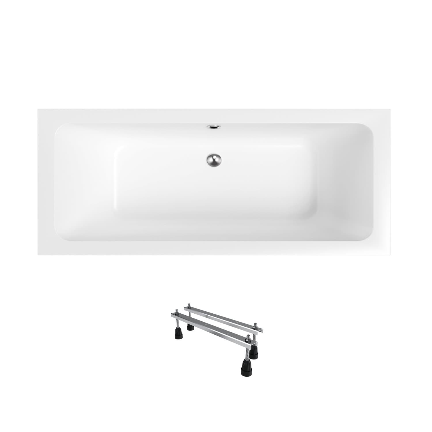 Acrylbadewanne Helmken Olympia 170 x 75 cm, aus gegossenem Acryl, mit verstärktem Wannenkörper und Mittelablauf + Wannenfüße / 35100075