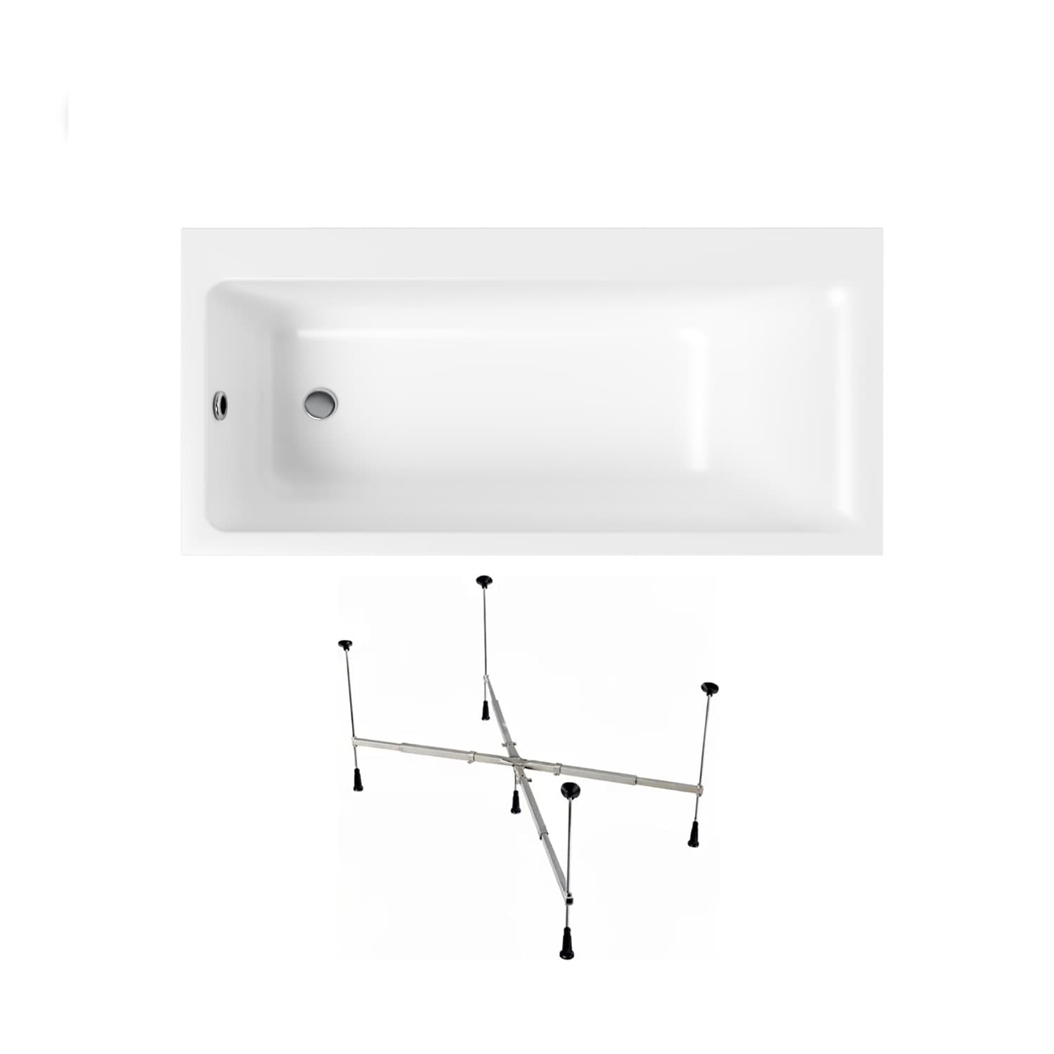 Acrylbadewanne Helmken Seraphina 160 x 80 cm, Ausführung links + universelles Wannengestell Helmken 21230020 / 3512160L-2S