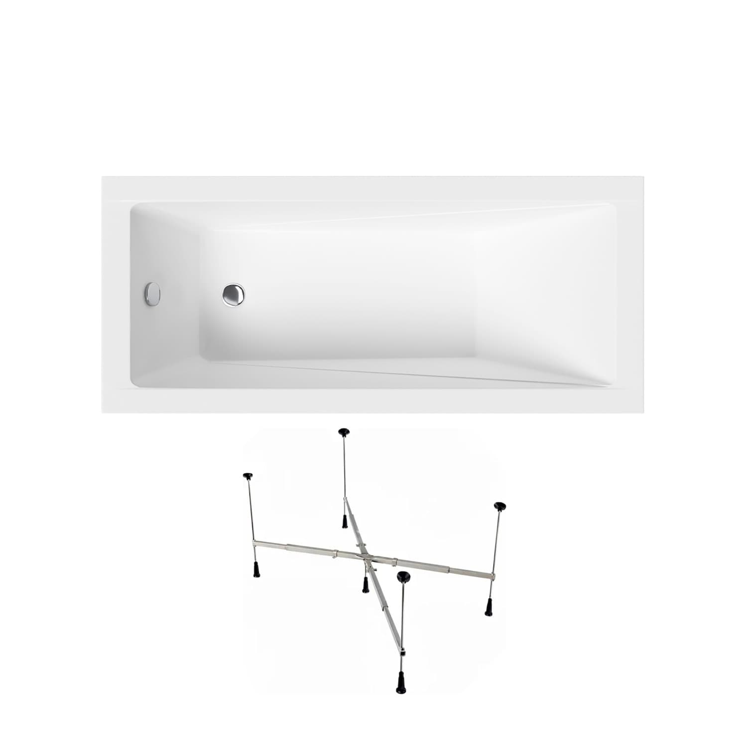 Acrylbadewanne Helmken Rivana 170 x 70 cm + universelles Wannengestell Helmken 21230020 / 23095006-2S