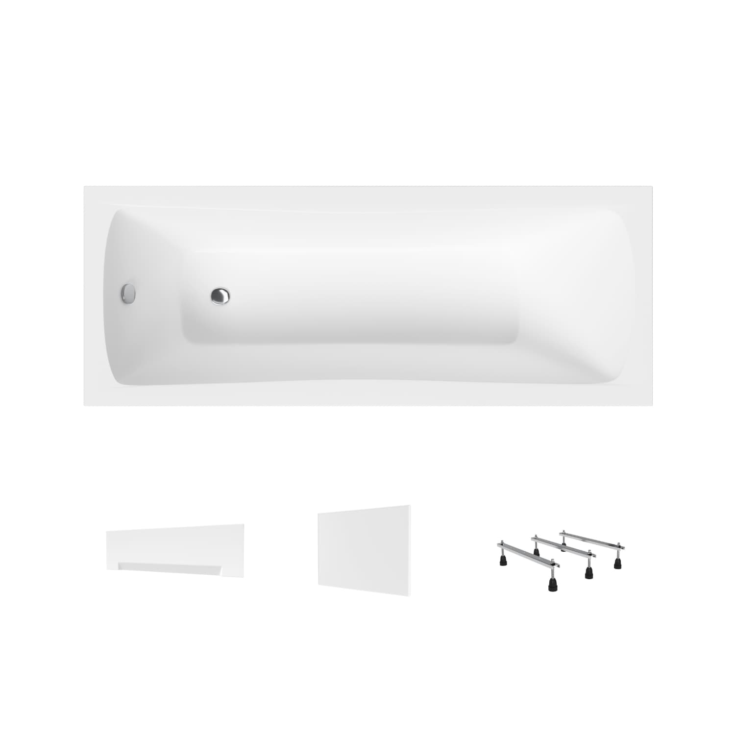 Acrylbadewanne Helmken Luna 150 x 70 cm + Frontschürze Weiß + Seitenschürze Weiß + Wannenfüße / 23093002-4B
