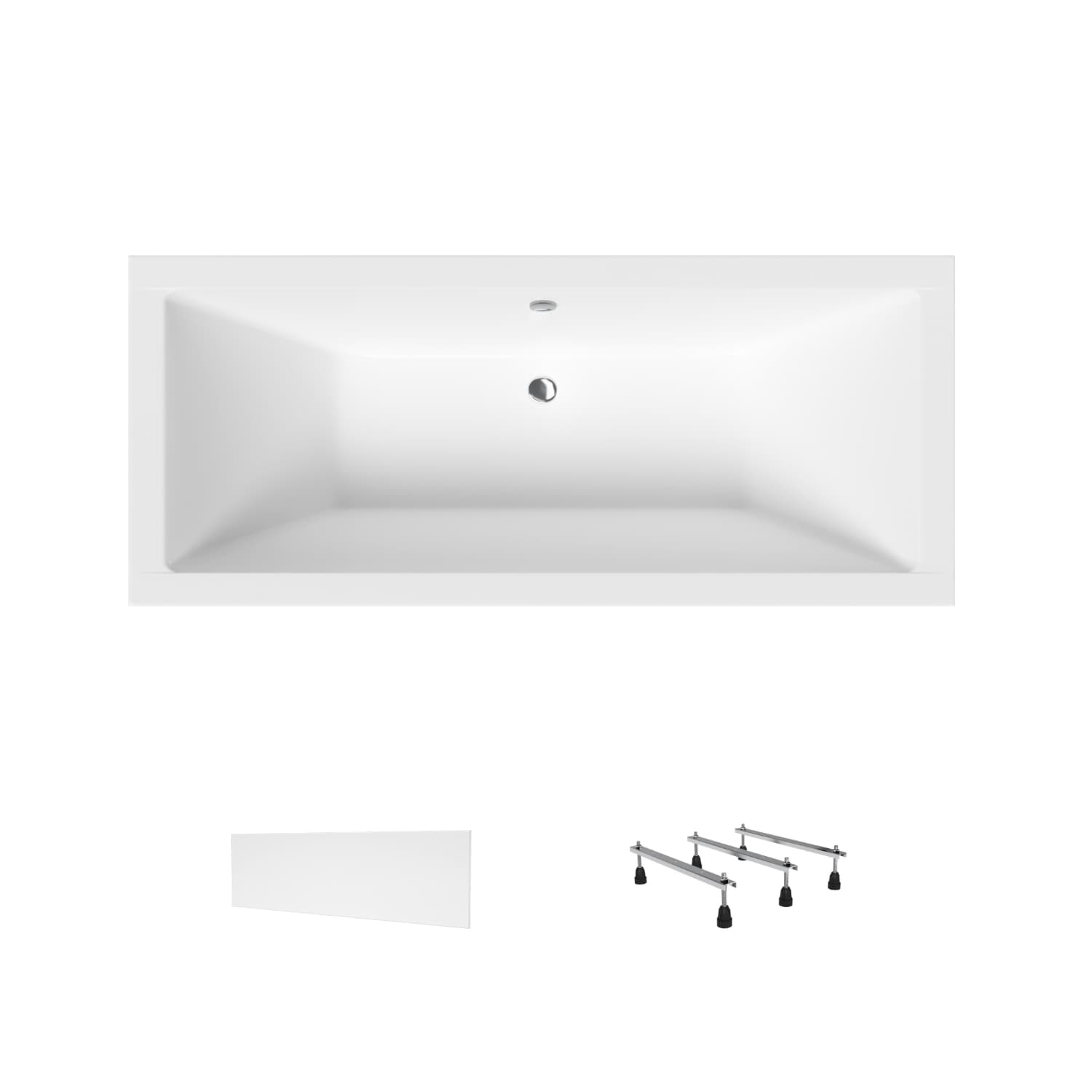 Acrylbadewanne Helmken Alvaro 155 x 70 cm + Wannenschürze Weiß + Wannenfüße / 23096001