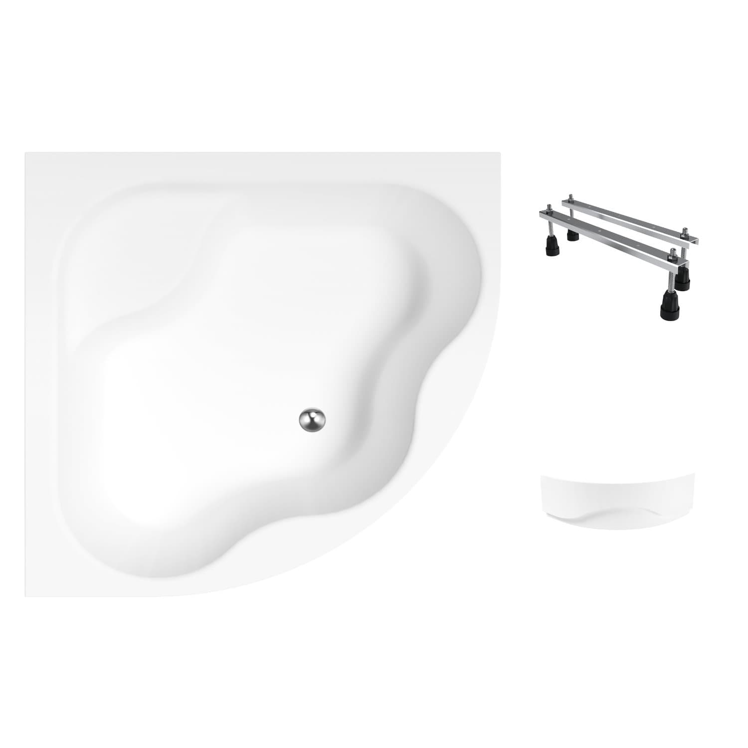 Acrylbadewanne Helmken Majestica 150 x 150 cm + Wannenschürze Weiß + Wannenfüße / 35040150ZW