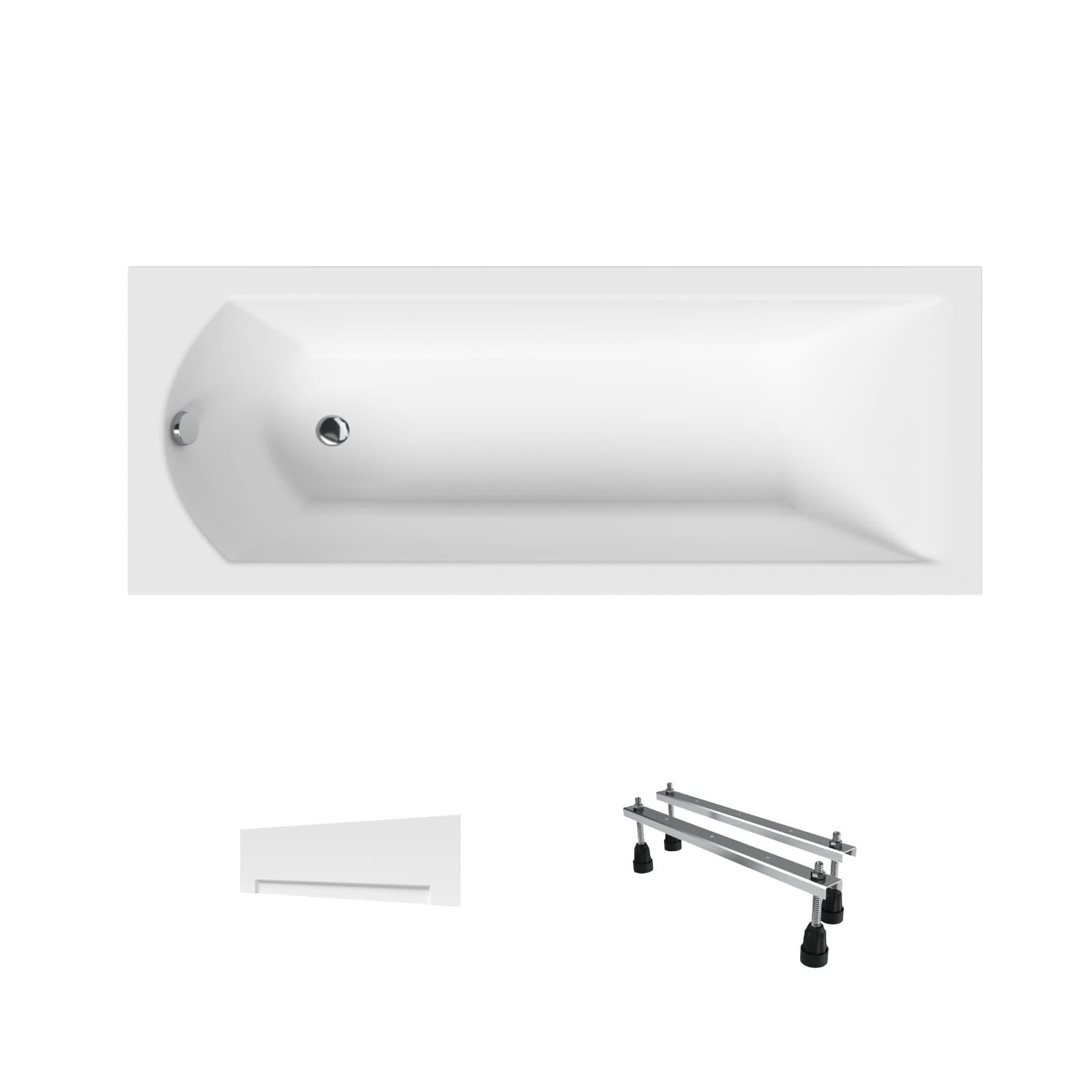 Acrylbadewanne Helmken Vespera 140 x 70 cm + Wannenschürze Weiß + Wannenfüße / 23098001
