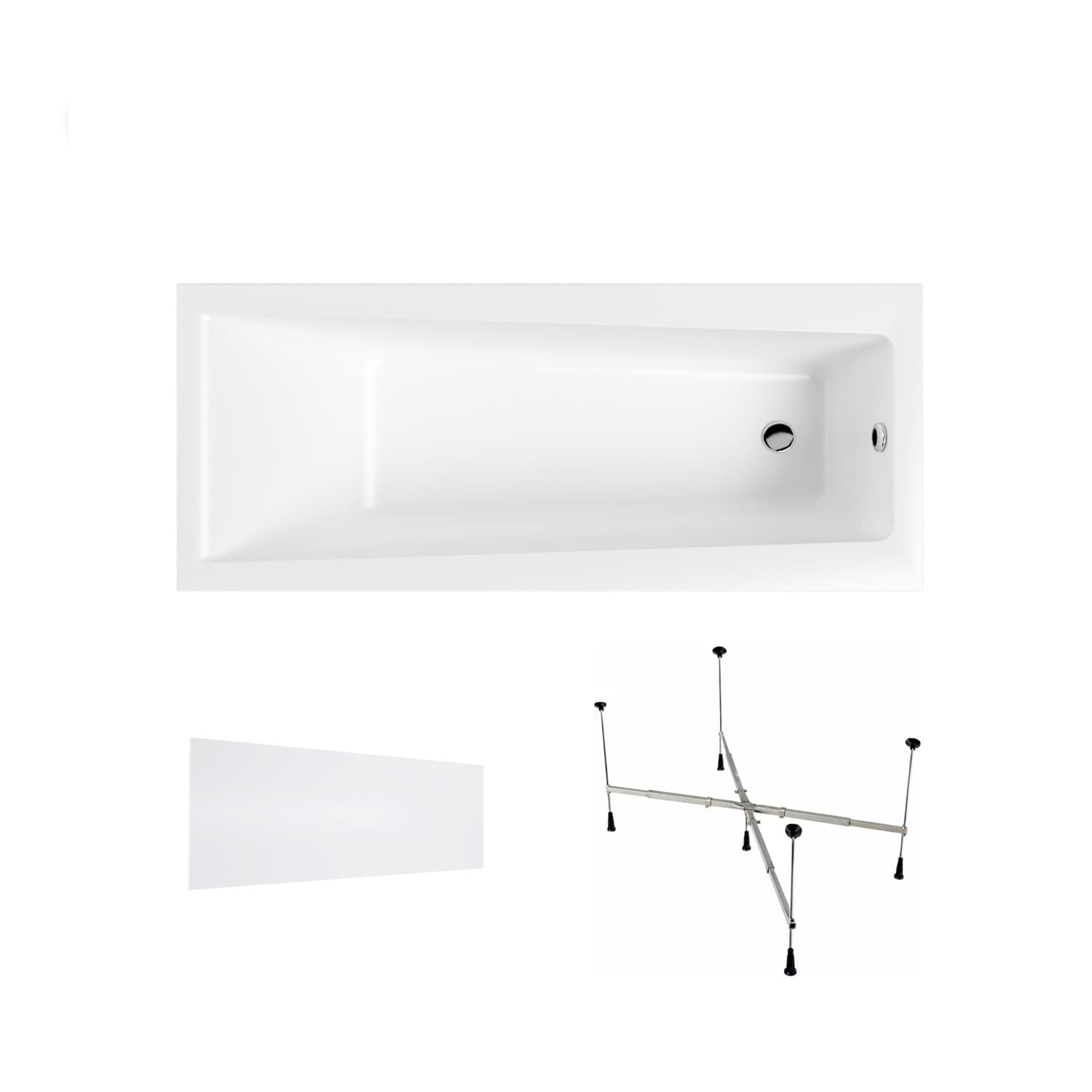 Acrylbadewanne Helmken Versailles 170 x 75 cm + Wannenschürze Weiß + universelles Wannengestell Helmken 21230020 / 35070075-3S