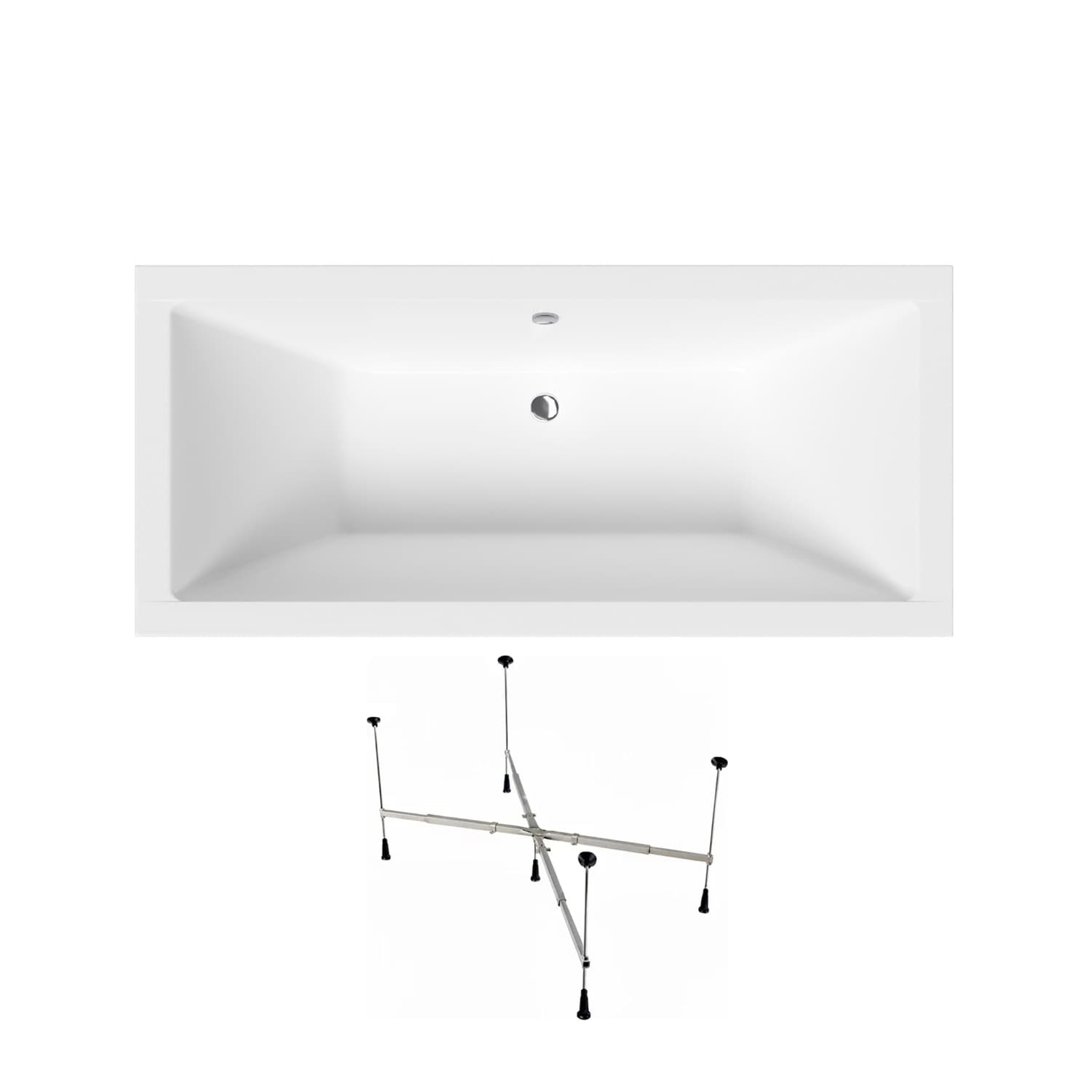 Acrylbadewanne Helmken Alvaro 170 x 75 cm + universelles Wannengestell Helmken 21230020 / 23096003-2S