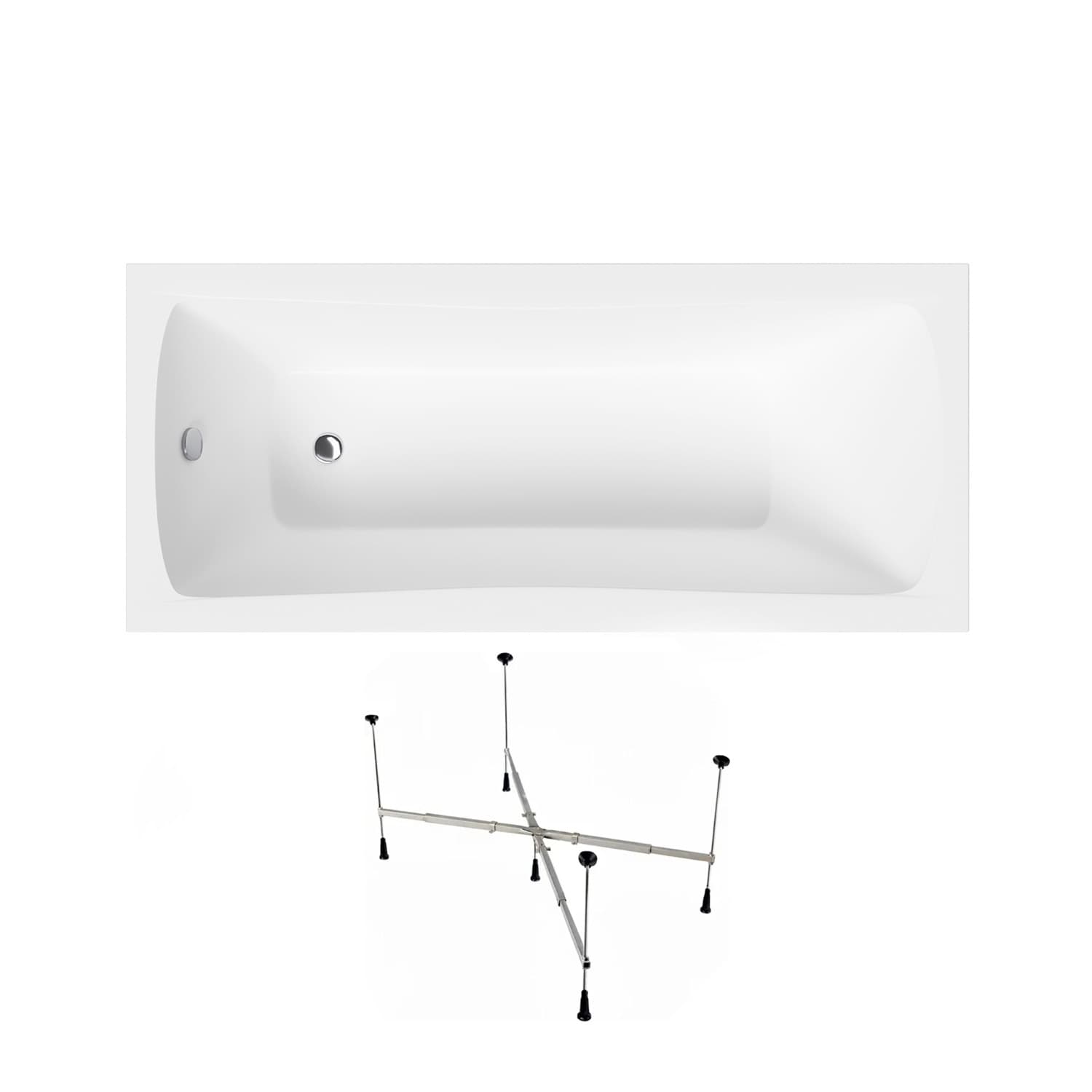 Acrylbadewanne Helmken Luna 140 x 70 cm + universelles Wannengestell Helmken 21230020 / 23093001-2S