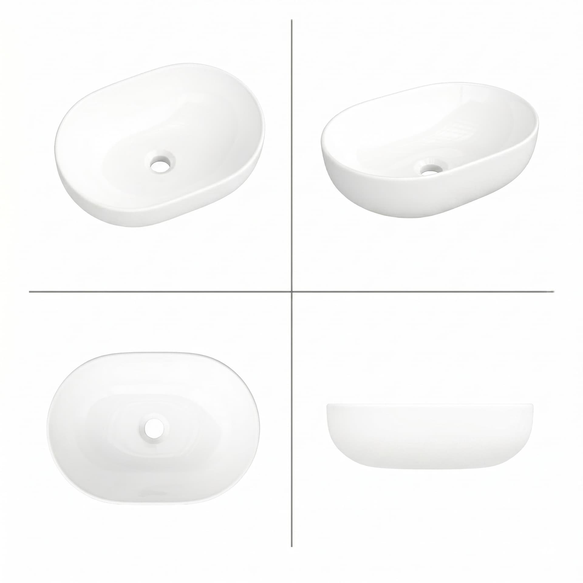 Aufsatzwaschbecken Helmken 83648000, 48,5 x 34,5 cm, Weiß