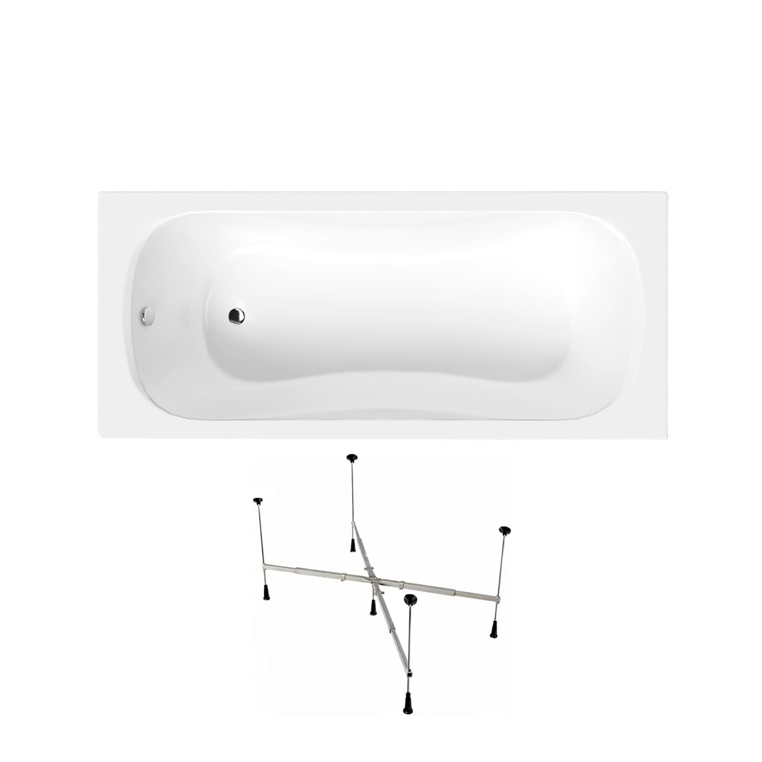 Acrylbadewanne Helmken Edelva 150 x 70 cm + universelles Wannengestell Helmken 21230020 / 23094003-2S